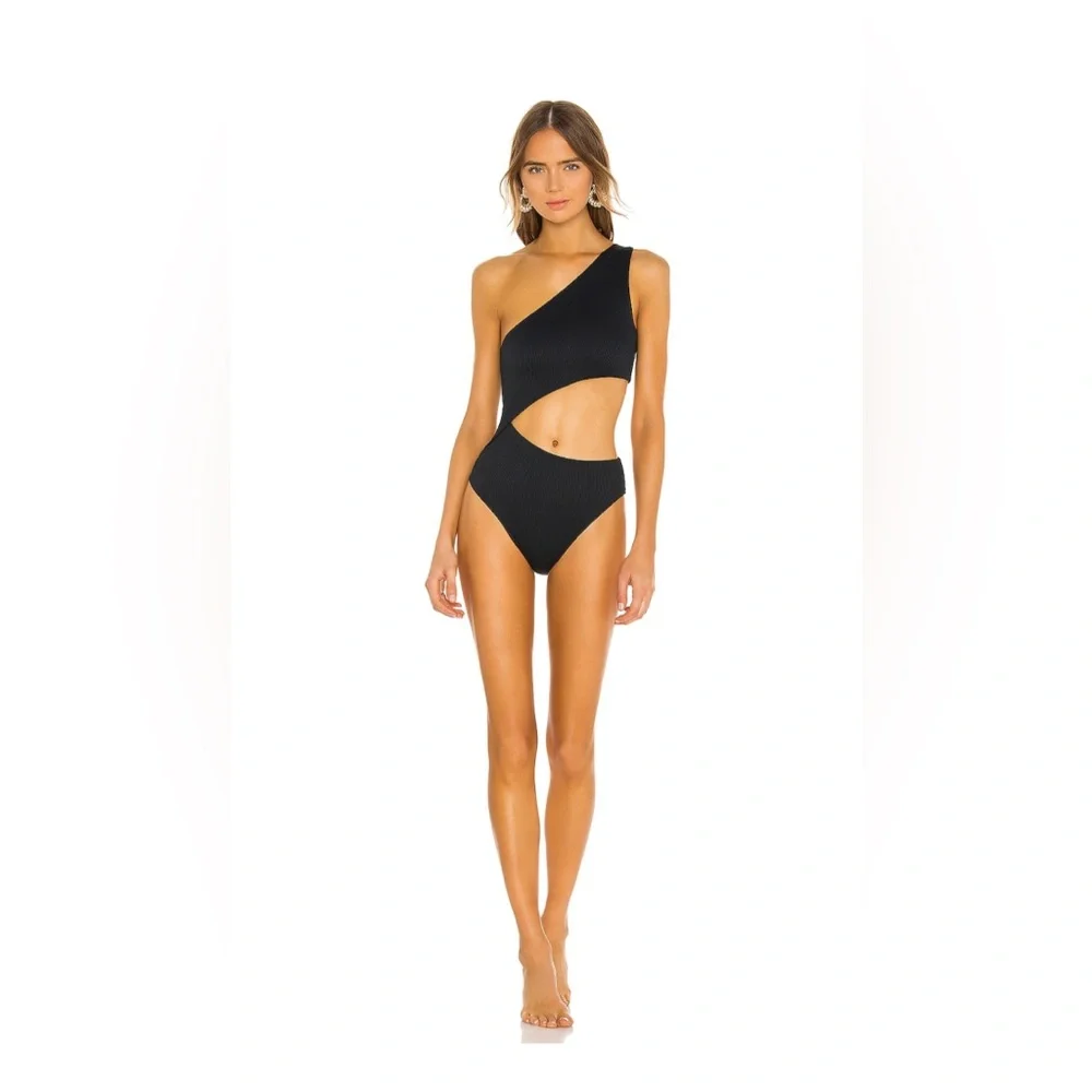 Beach Riot Celine Cutout One-Shoulder One-Piece Swimsuit, Black, Small,$148